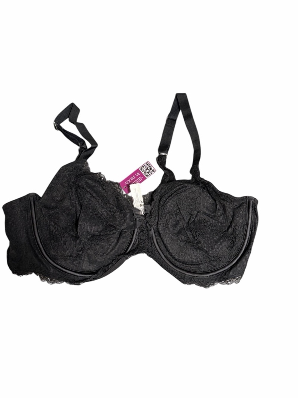 Adore Me Black Lace Underwire Bra 40C Full Coverage Supportive Lingerie